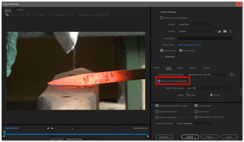 Verifique a renderização na profundidade máxima
