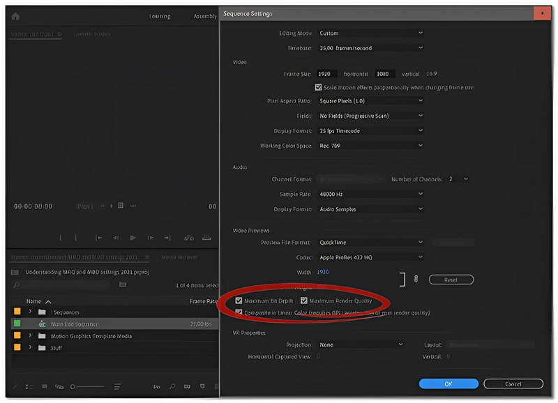 Ative a profundidade de bits máxima e a qualidade de renderização máxima.