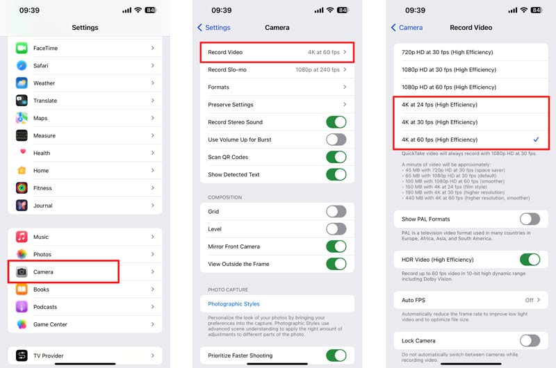 Configurações da câmera para vlogging com iPhone