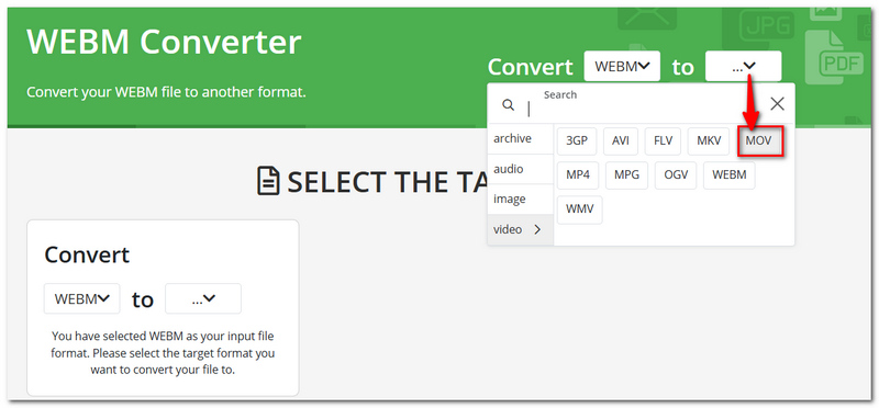Converter WEBM para MOV