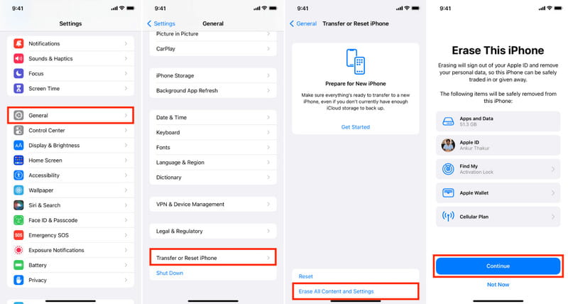 Apagar todo o conteúdo e configurações