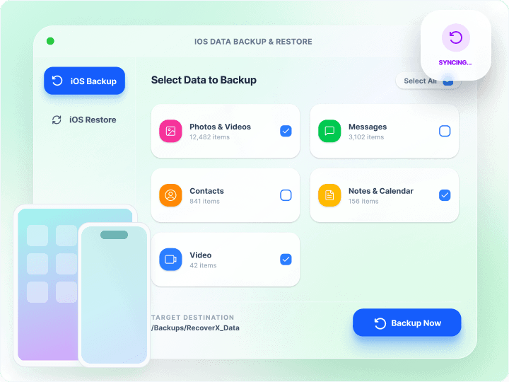 Backup e restauração multiplataforma do iOS