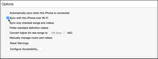 Sincronizar com este iPhone via Wi-Fi