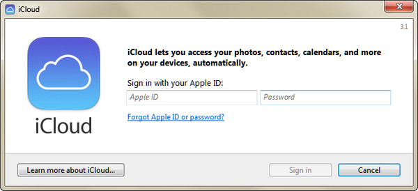 Entre na conta do iCloud