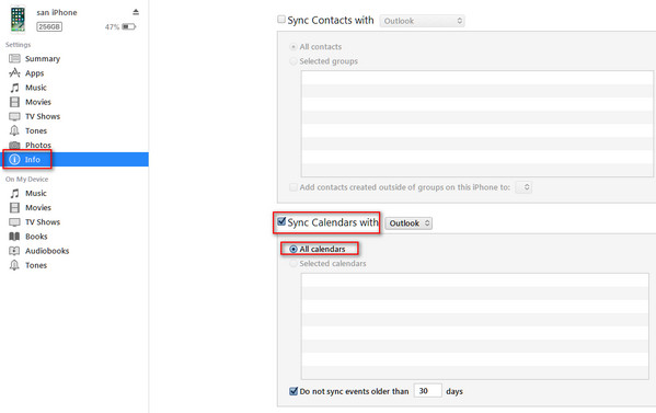 Sincronizar calendário no iTunes