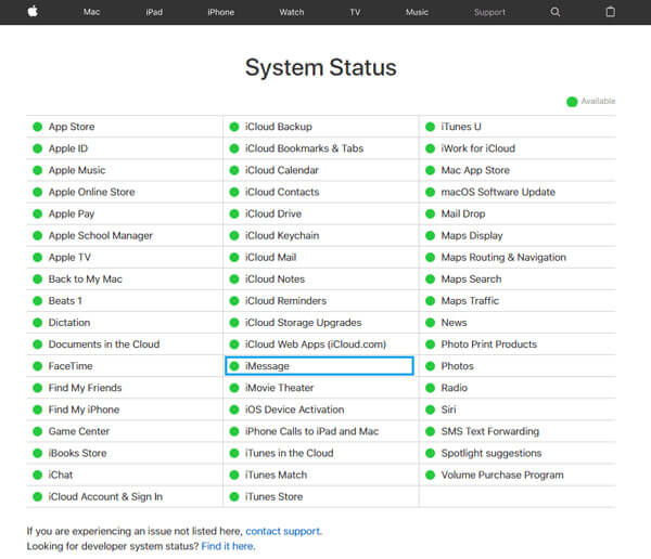 Status do sistema da Apple