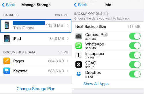 Excluir backup do iCloud no iPhone