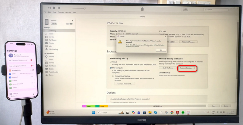 Restaurar calendário através do backup do iTunes