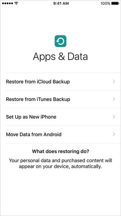 Restaurar do iTunes ou backup do iCloud