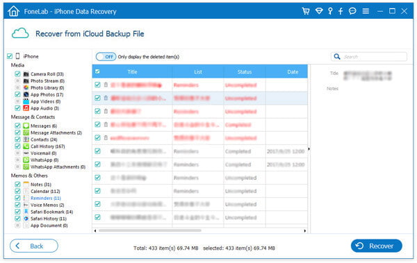Recuperar lembretes perdidos do iCloud