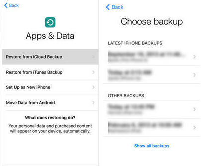 Restaurar do backup do iCloud