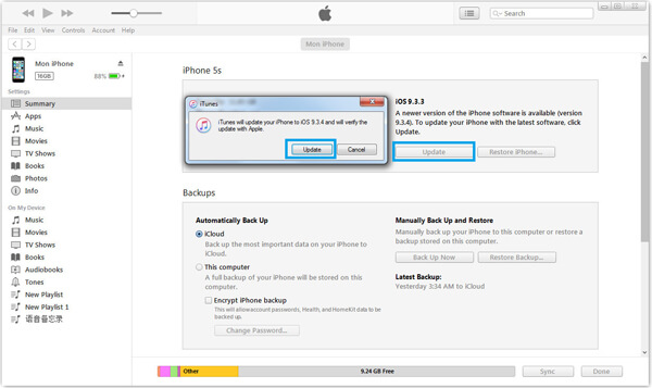 Use o iTunes para atualizar o software