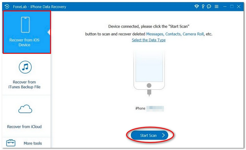 Toque em Recuperar do dispositivo iOS