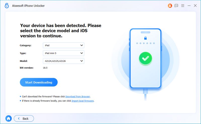 Confirmar informações do dispositivo