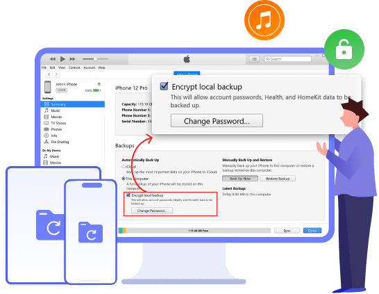 Remova a senha de backup do iTunes