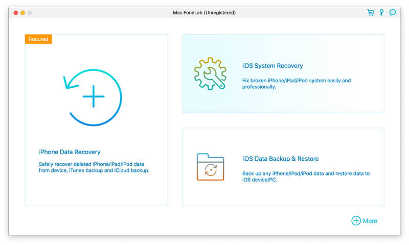 Selecione a interface de recuperação do sistema iOS
