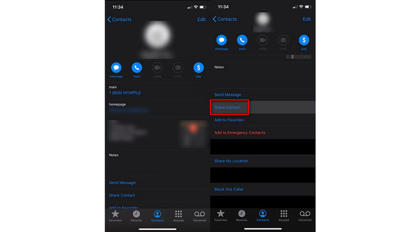 Contatos do AirDrop para iPhone