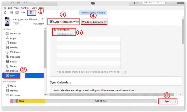 Transferir contatos do iPhone para o Mac com o iTunes