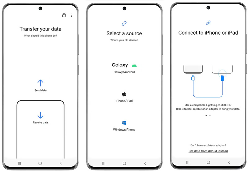 Transferência de dados do iPhone para o Samsung via Smart Switch