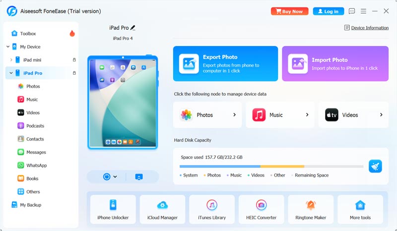 Conecte ambos os iPads com o Foneease