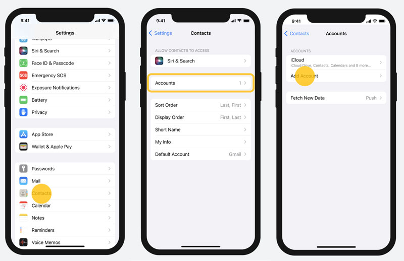 Adicionar conta do Google aos contatos no iPhone