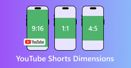 Dimensões dos curtas do YouTube