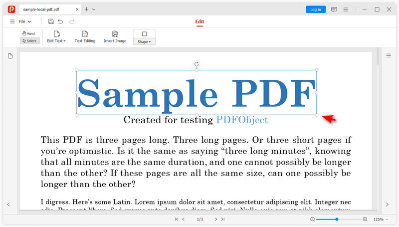 Alterar o tamanho do texto em PDF