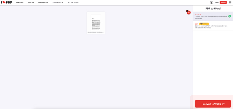 Converta PDF para Word online gratuitamente com iLovePDF