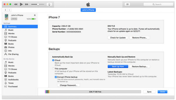 Backup do iTunes no iPhone