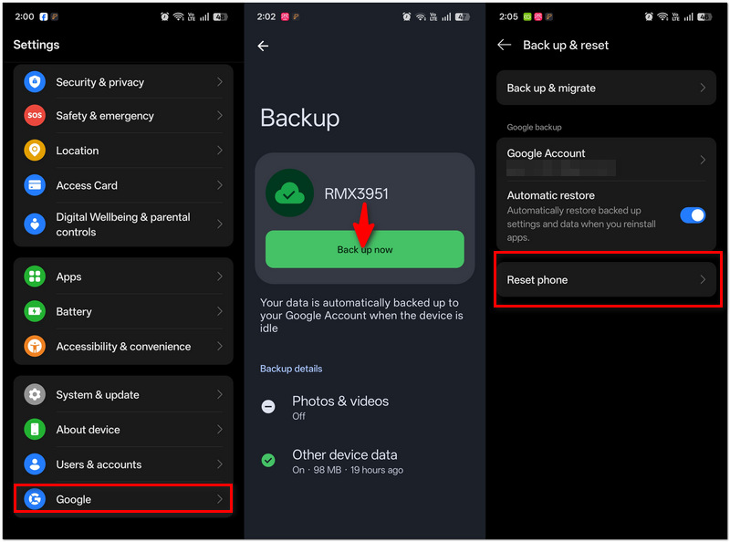 Restaurar a partir do backup do Google One
