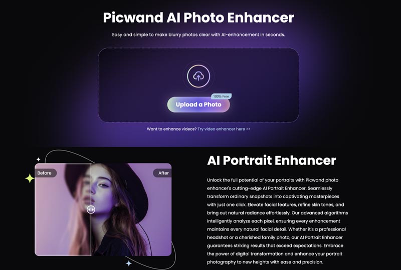 Aprimorador Facial com IA Picwand Aprimorador de Fotos com IA