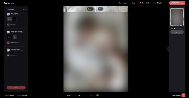 Aprimorador facial de IA Remini Web