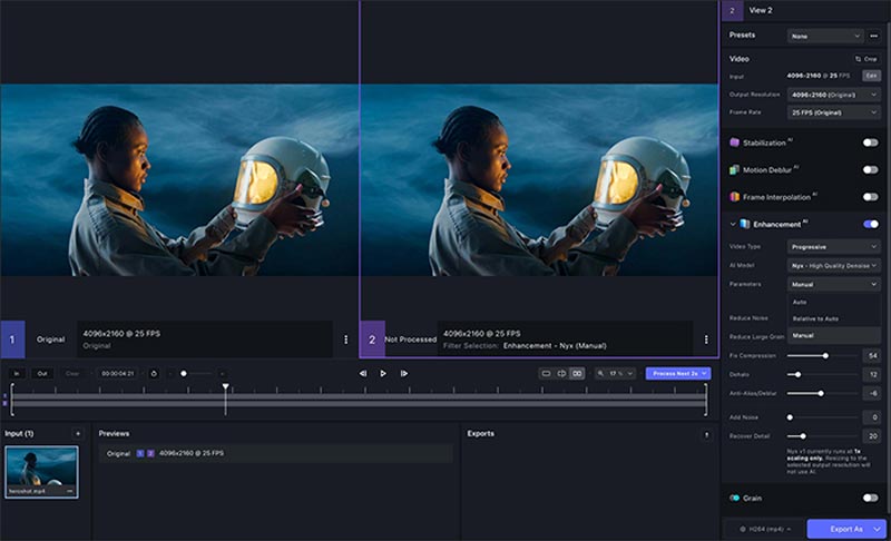 Ferramenta de aprimoramento de IA de vídeo Topaz