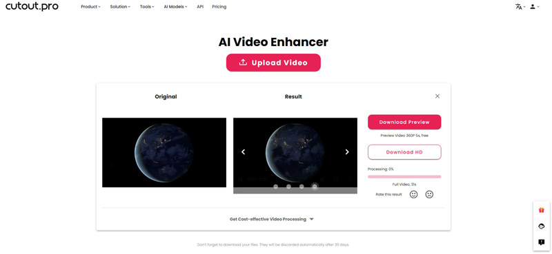 Use o Cutout Pro AI Video Enhancer Online