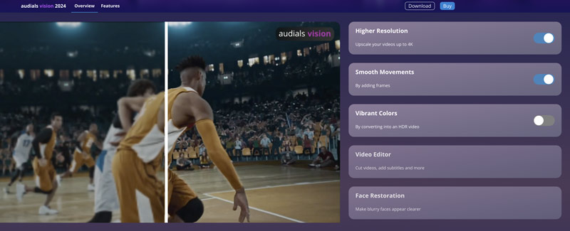Ferramenta de restauração de vídeo Audials versão AI