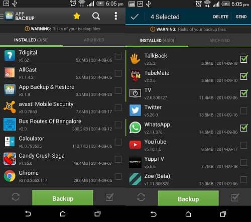Restauração de Backup de Aplicativo