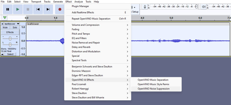Audacity OpenVino Effects Ferramentas de IA