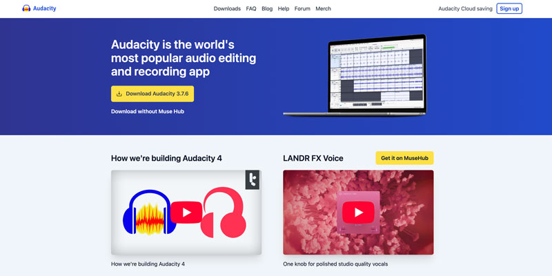 Site do gravador de voz Audacity