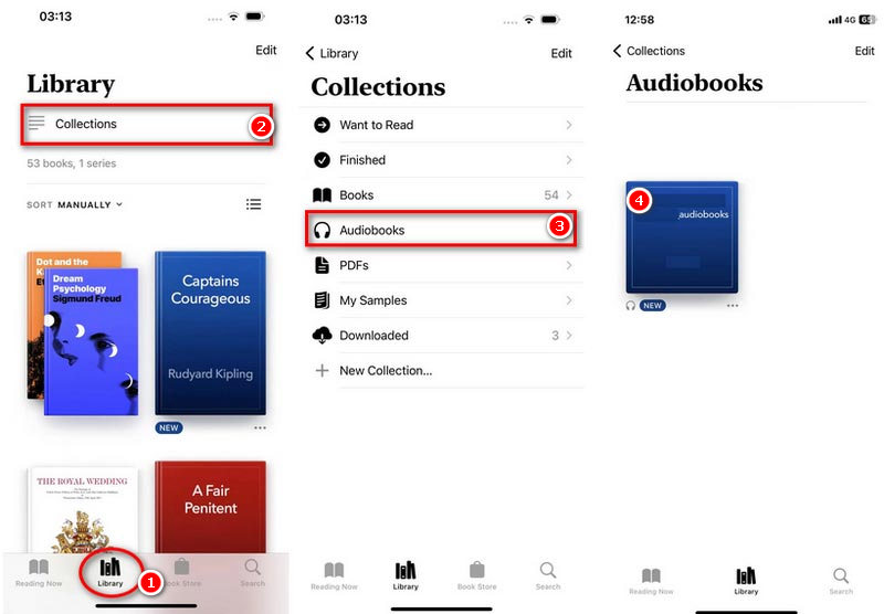 Ouça audiolivros no aplicativo Books