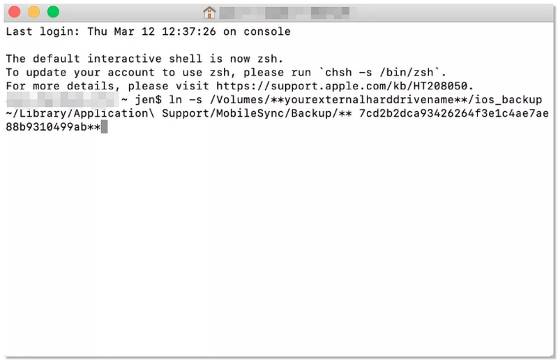 Digite o comando Mac