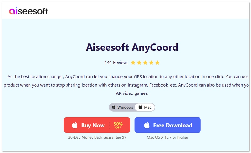 Trocador de localização Aiseesoft AnyCoord