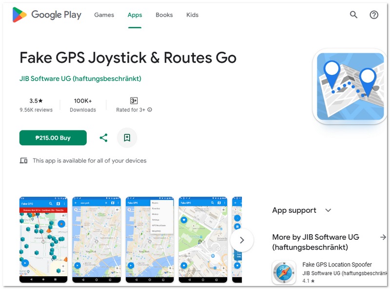 Joystick GPS falso e rotas
