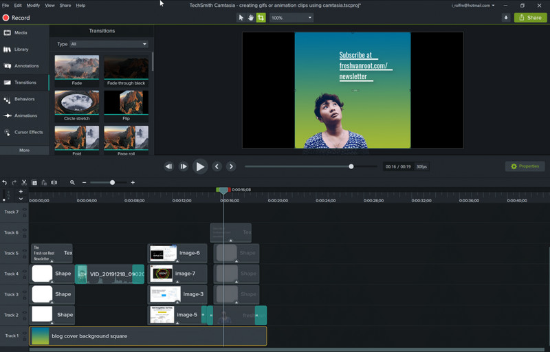 Gravação de tela do Camtasia