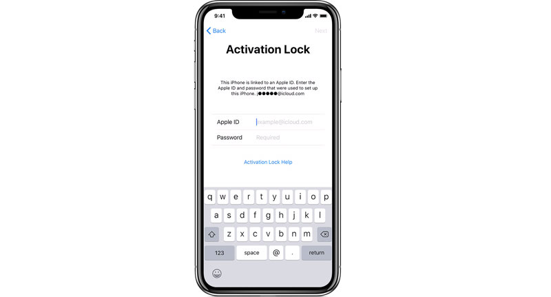 Ignore a ativação do iCloud com o ID Apple.