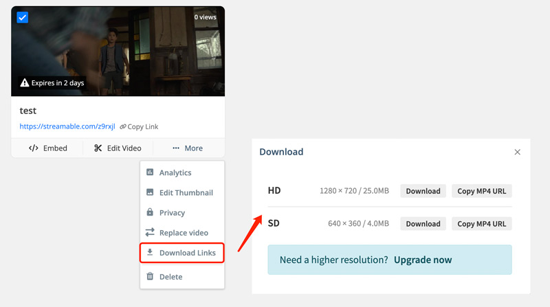 Baixar vídeo compactado para transmissão