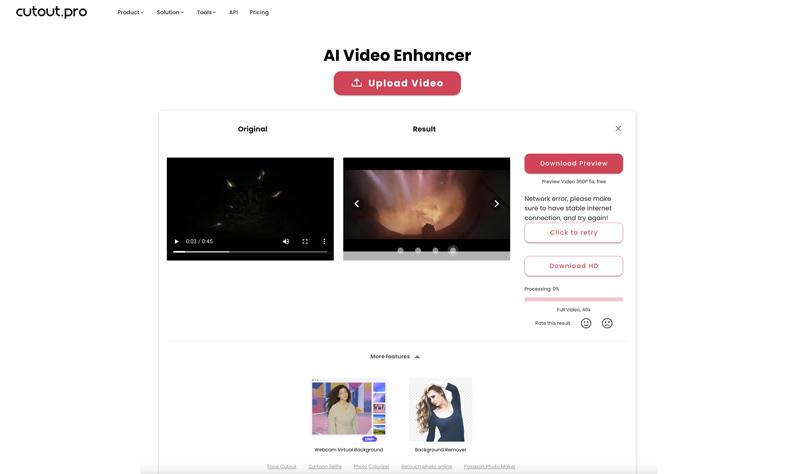 Recursos do Cutout Pro AI Video Enhancer