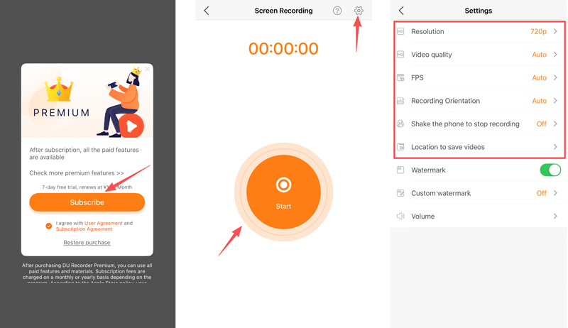 Use o aplicativo Du Screen Recorder no iPhone
