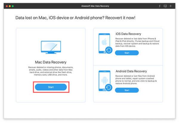 Iniciar recuperação de dados do Mac
