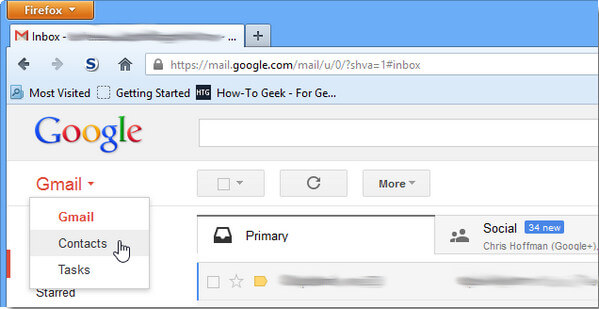 Clique em Contatos do Gmail