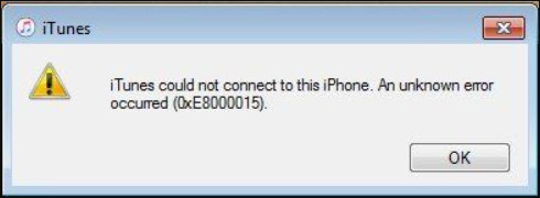 Erro iTunes 0xe8000015
